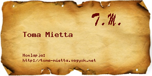 Toma Mietta névjegykártya